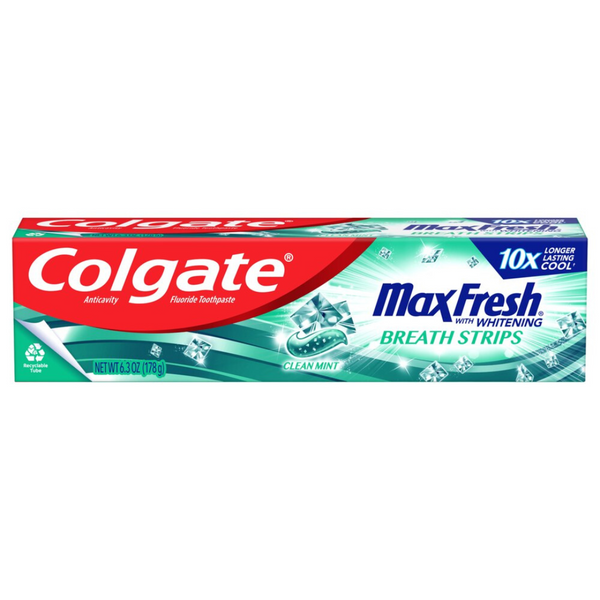 Colgate Max Fresh Whitening Anticavity Fluoride Toothpaste With Breath Strips, Clean Mint