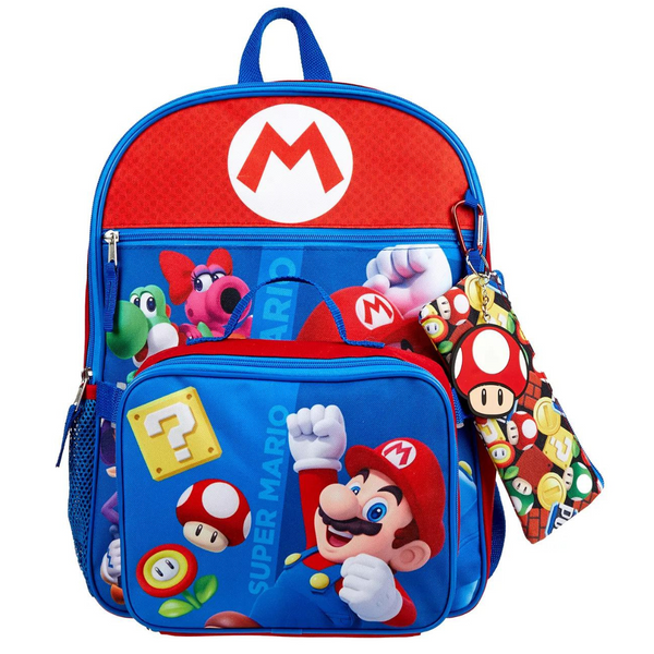 5-Pack Super Mario Boys Backpack Set