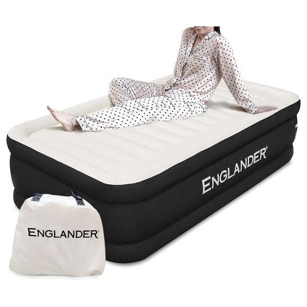 Englander Double High Twin Luxury Camping Air Mattress With Built-In Pump