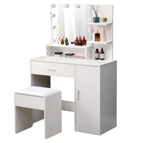 SUGIFT Large Modern Vanity Set With Three Level Storage Dresser