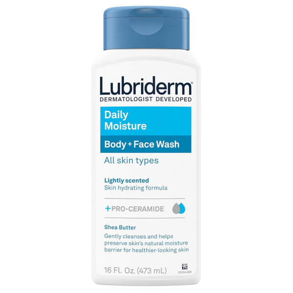 Lubriderm Daily Moisture Body + Face Wash Light Fragrance, 16 Fl. Oz