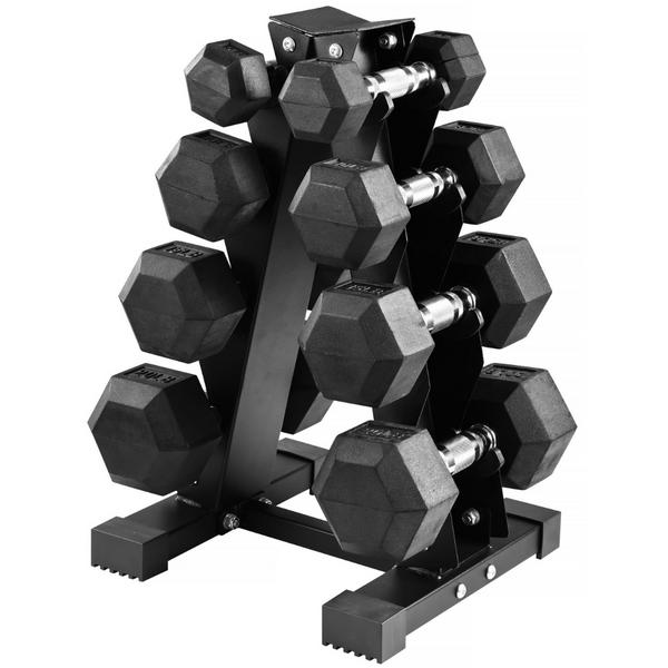 100-Lbs Balancefrom Rubber Coated Hex Dumbbell Weight Set W/ Rack