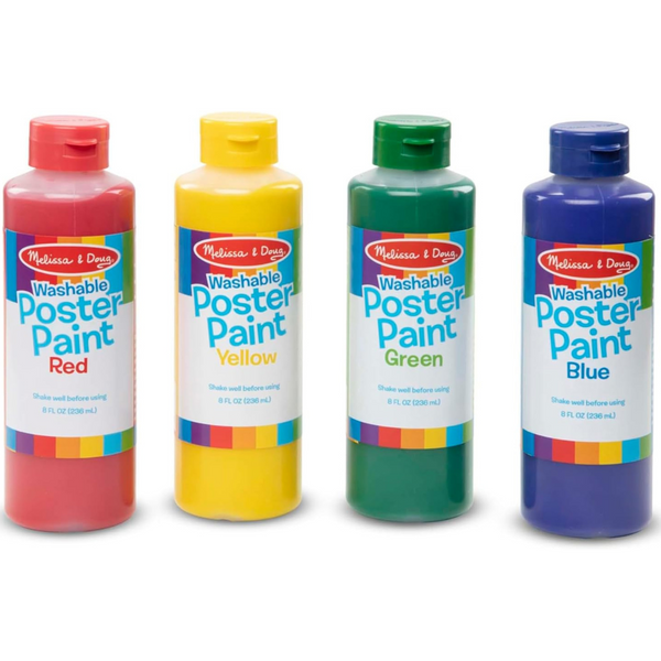 Melissa & Doug Washable Poster Paint Set (4 Colors Red, Yellow, Green, Blue)