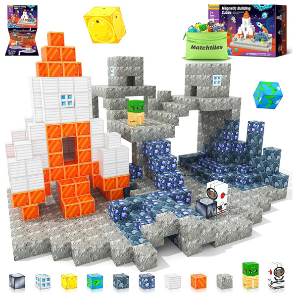 Matchtiles 54 Pcs Magnetic World Cubes