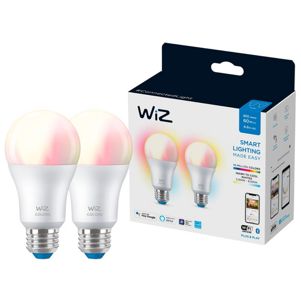 2-Pack Wiz Connected 60w A19 LED Smart Light Bulb