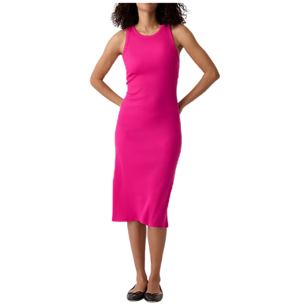 Gap Ribbed Midi Tank Dress (Pink Fuchsia Petal)