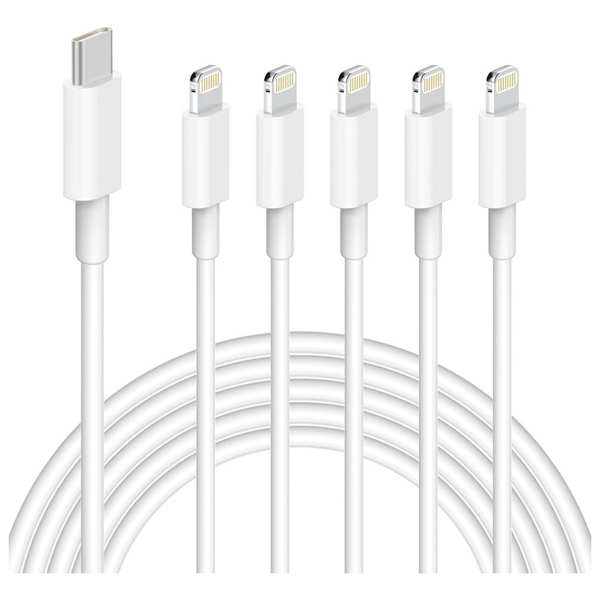 5-Pack Apple MFi Certified 6FT USB-C to Lightning Cables