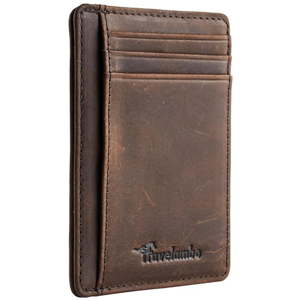 Travelambo Men's Neel Leather Magnetic Wallet With Money Clip