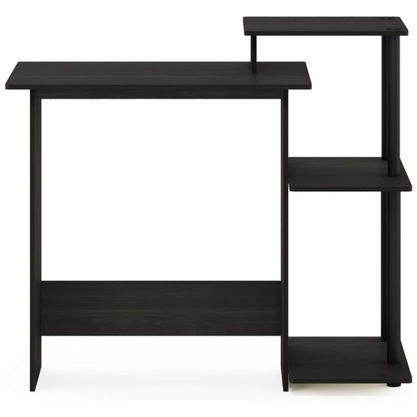 Furinno Efficient Home Computer Desk With Square Shelves (Espresso/Black)