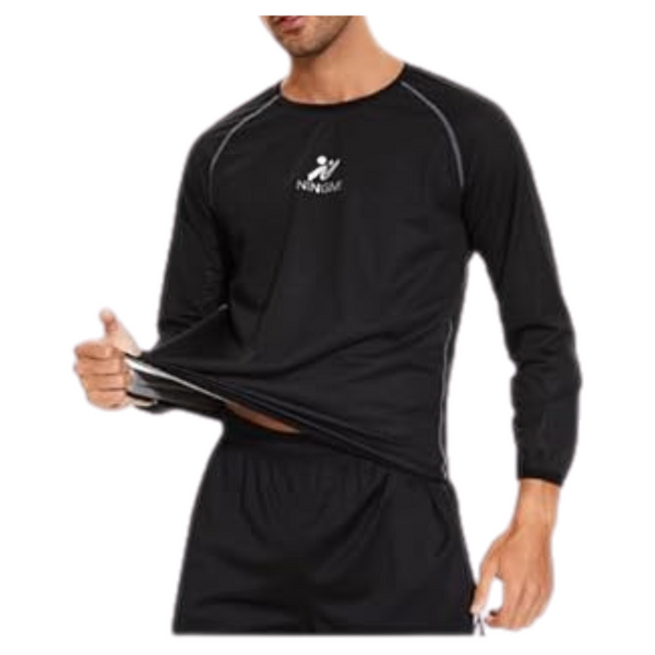 Ningmi Men's Fitness Exercise Long Sleeve Sauna Sweat Shirt