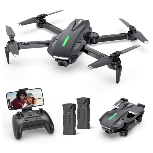 Deerc D70 720p FPV Foldable Mini Camera Drone Kit With 2x Batteries