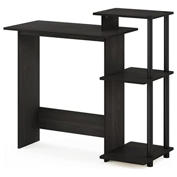 Furinno Efficient Home Computer Desk With Square Shelves (Espresso/Black)