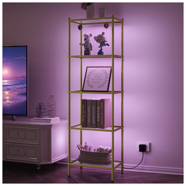 Hzuaneri 4 Tier Narrow LED Bookshelf W/Drawer & 2 Hooks (Various)