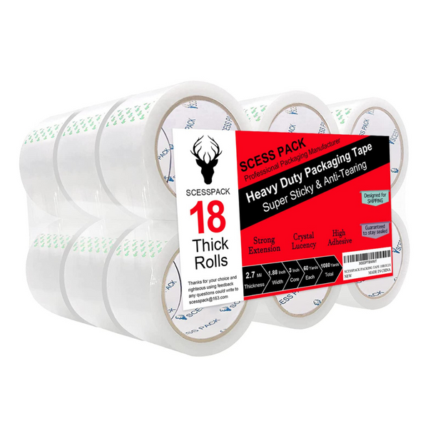 18-Piece Scesspack 2.7mil Heavy Duty Clear Packaging Tape