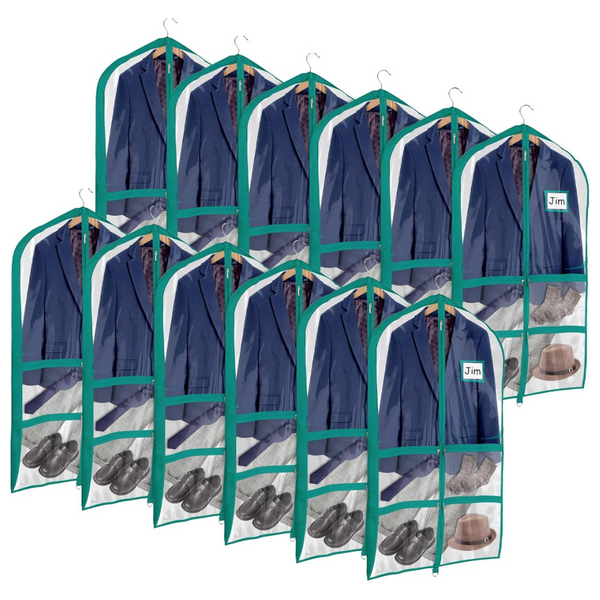 12-Pack Univivi Clear Blue-green PVC Dance Costume Bags W/zipper Pockets