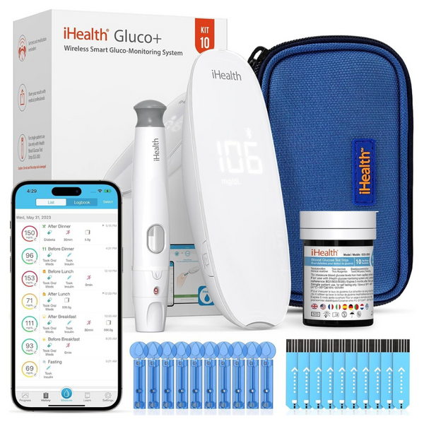 iHealth Gluco+ Wireless Smart Blood Glucose Monitor Kit With Free App