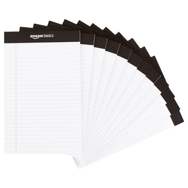 12-Pack Amazon Basics Narrow Ruled Lined Writing Note Pad (5" x 8")