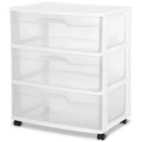 Sterilite Sterilite Wide Plastic 3-Drawer Cart (Clear)