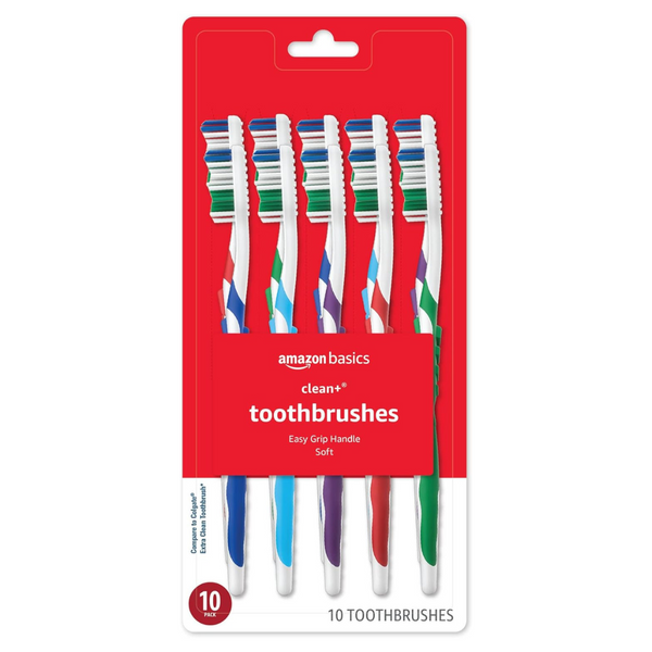 10-Count Amazon Basics Soft Clean Plus Toothbrushes