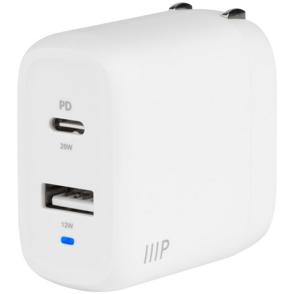 Monoprice 32w 2-Port PD Usb-C Gan Technology Wall Charger Adapter