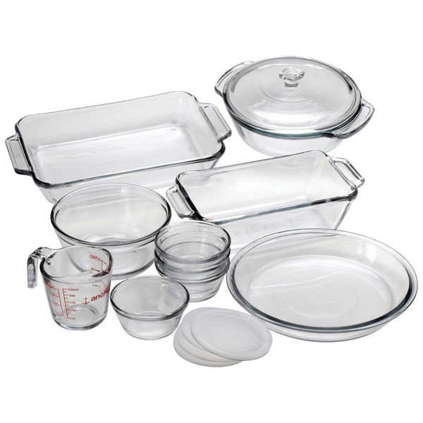 15-Piece Anchor Hocking Oven Basics Complete Glass Bakeware Set