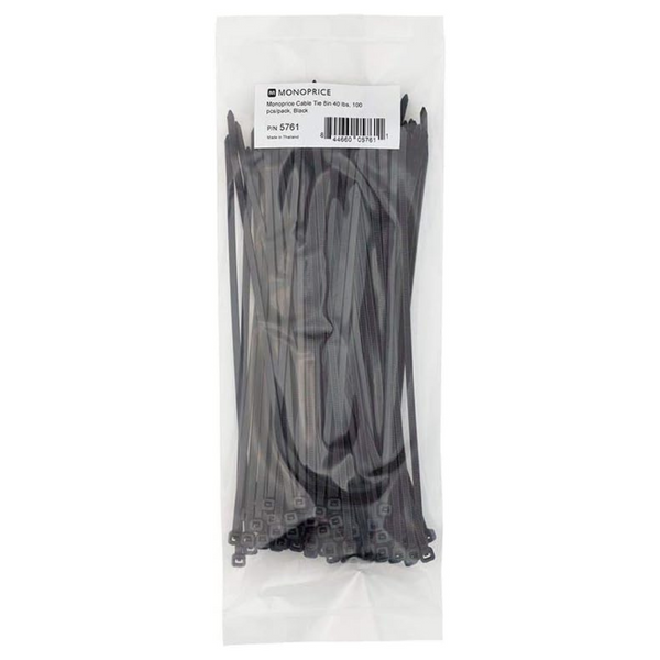 100-Pack Monoprice 8" 40LBS Cable Tie (Black)