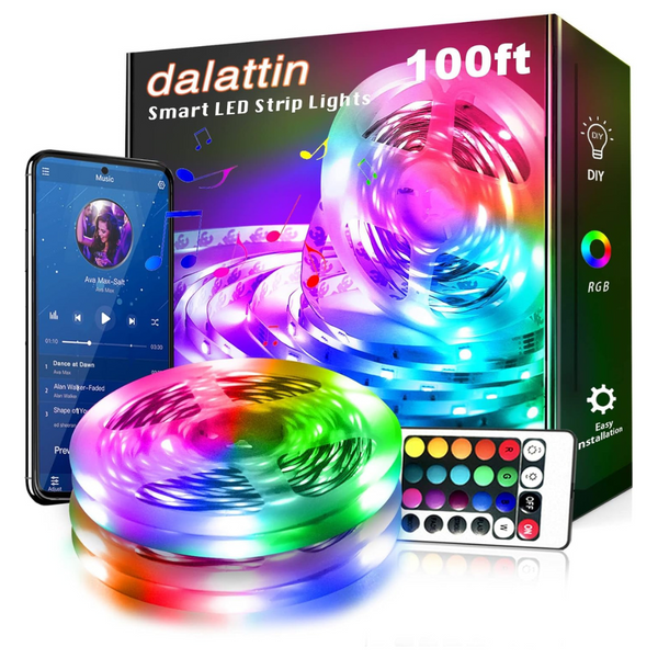 Dalattin 100ft Smart RGB LED Lights With App Control