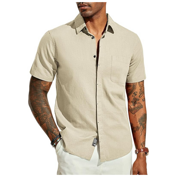 PJ PAUL JONES Men's Solid Casual Short Sleeve Button Down Shirts