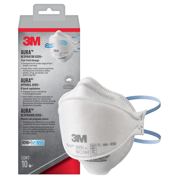 10-Pack 3M Aura Lightweight Three Panel Designed Respirator