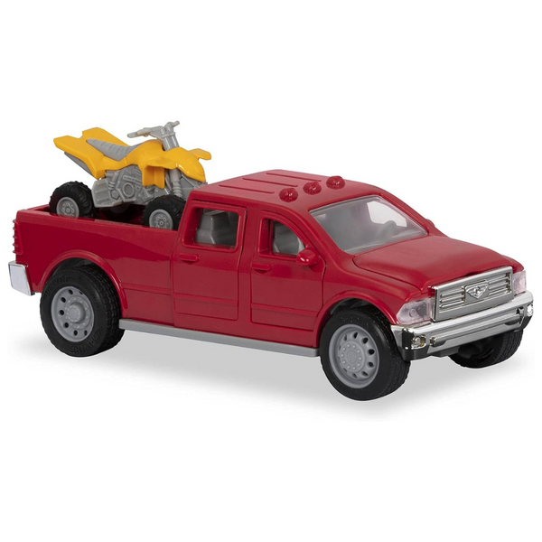 Driven By Battat Micro 1:24 Scale Red Pickup Truck & ATV – With Lights, Sounds & More