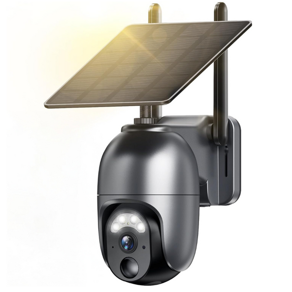 Liwan 2k Battery Powered 360 Deg. View PTZ WiFi Solar Security Camera