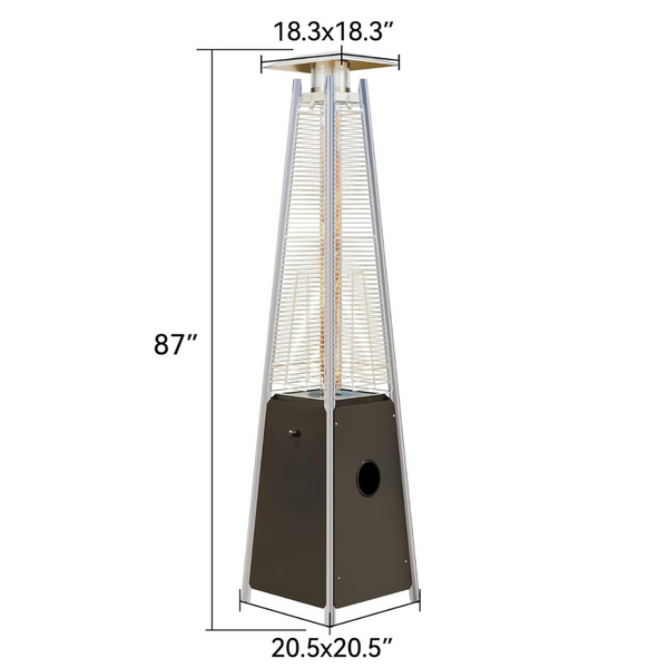 48,000 BTU Outdoor Quartz Glass Tube Pyramid Patio Heater With Cover