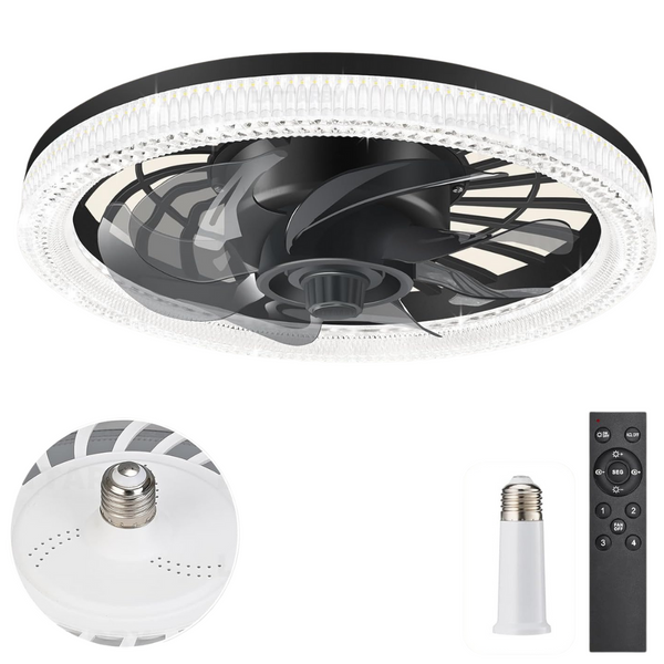 Littarby Dimmable Socket Modern Flush Mount Low Profile Ceiling Fans