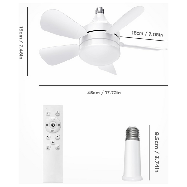 Ostive 2000 Lumens Dimmable Indoor Socket LED Small Ceiling Fans