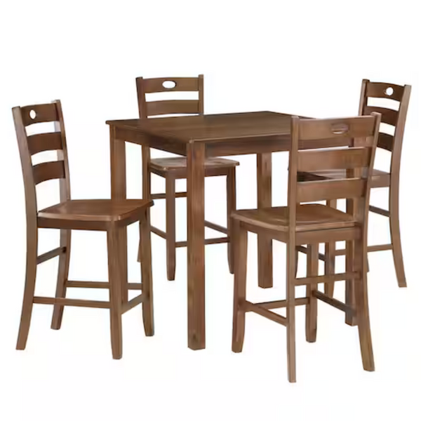 5-Piece New Classic Furniture Salem Tobacco Wood Top Counter Table Set