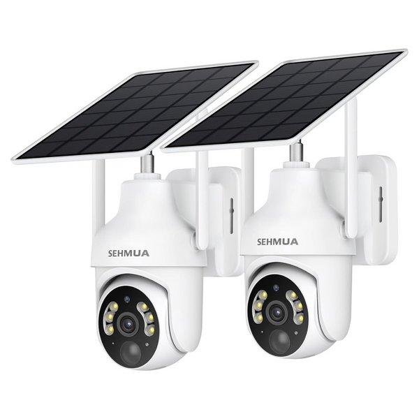 2-Pack Sehmua 2K WiFi Wireless Solar Security Cameras