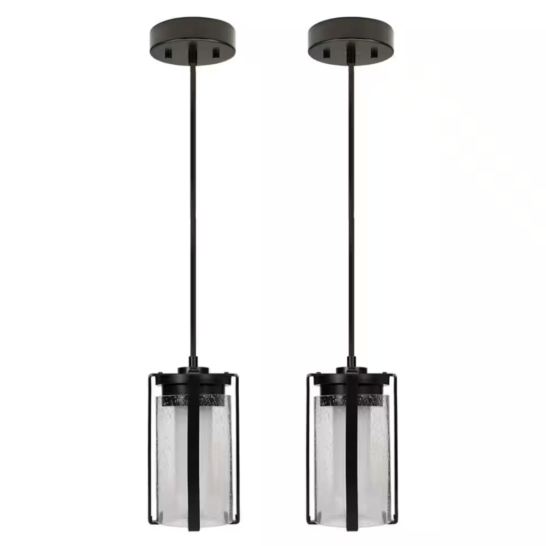 2-Pack ETi Matte Black Integrated LED Pendant Light