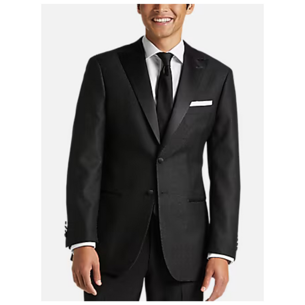 After Hours Slim Fit Peak Lapel Dinner Jacket (Size: 38, Black Jacquard)