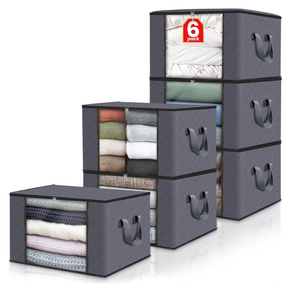 6-Pack Fab Totes Foldable Blanket Storage Bags With Lids