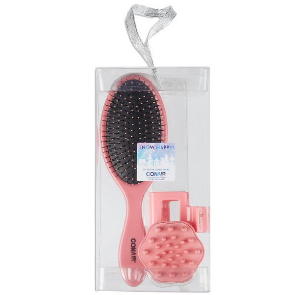 Conair Gift Set (Includes Hair Brush, Claw Clip, And Scalp Massager)