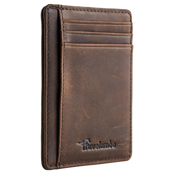 Travelambo Men's Neel Leather Magnetic Wallet With Money Clip