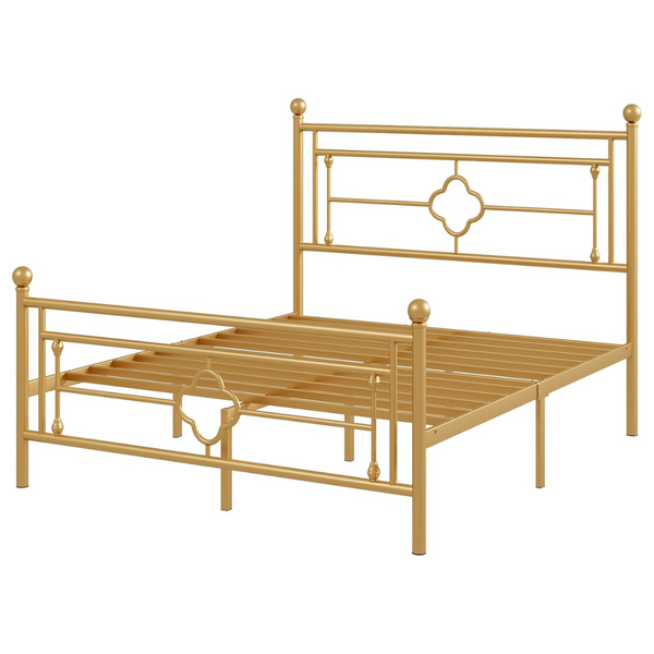 Allewie Full Size Metal Platform Bed Frame With Victorian Headboard