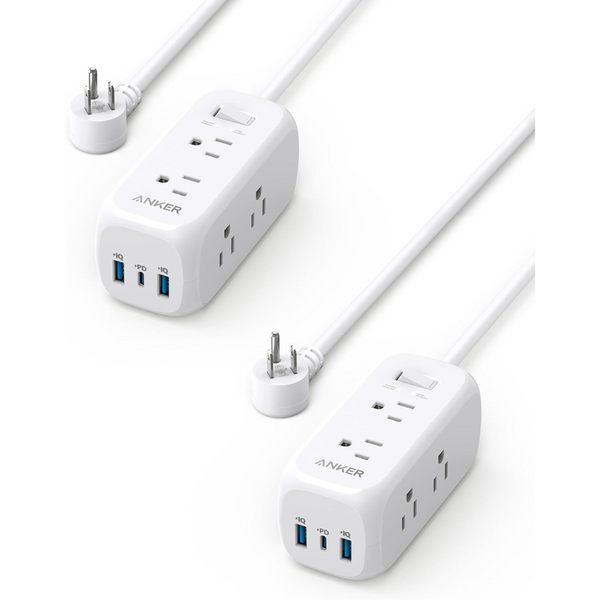 2-Pack Anker USB C 20w 6 Outlets Power Strip Surge Protector