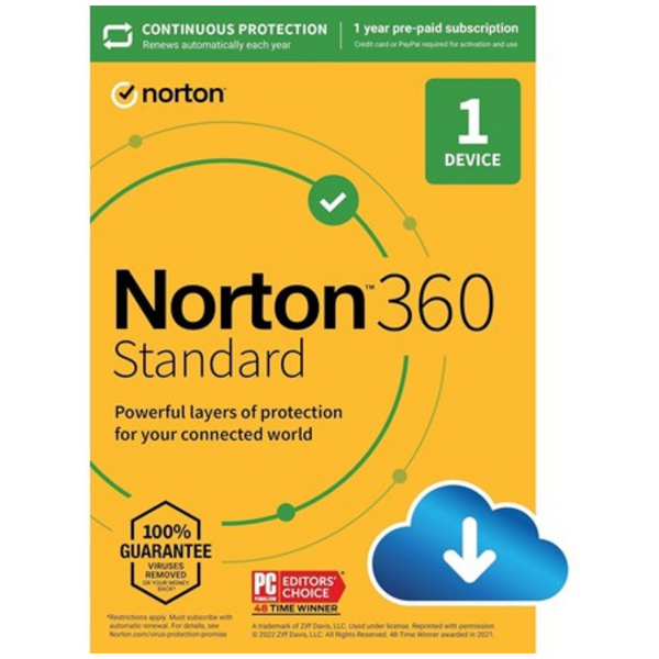 Norton 360 Standard 2022 Antivirus Software For 1 Device With Auto Renewal