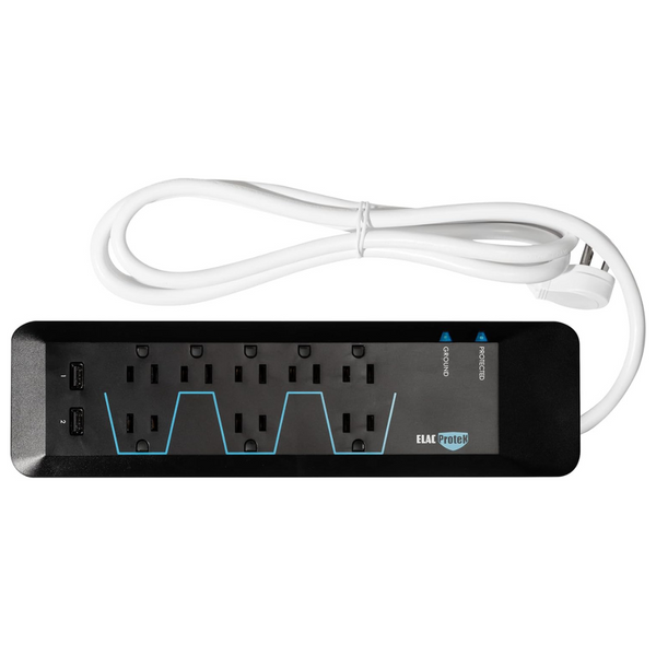 Elac Protek 8 Outlet Surge Protector/Power Conditioner W/ Dual USB