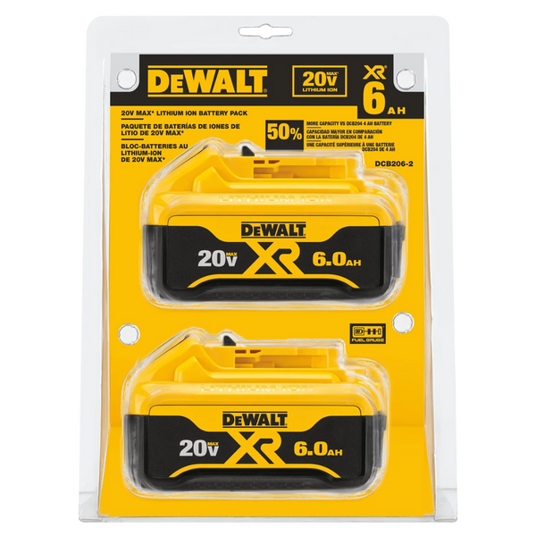 2-Pack Dewalt 20V MAX Premium 6.0Ah Battery Pack (DCB206-2)