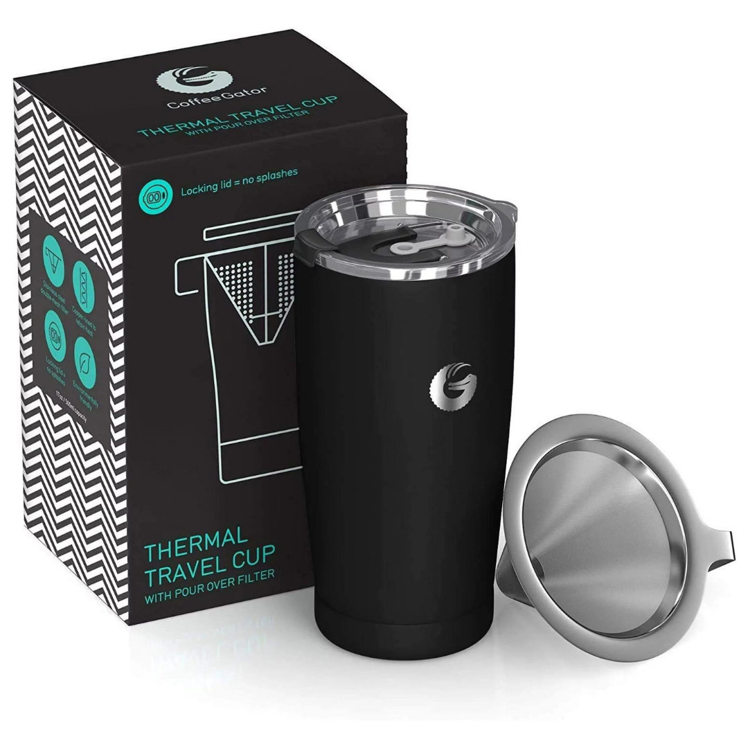 Coffee Gator 20oz Stainless Steel Vacuum Insulated Travel Mug (Black)