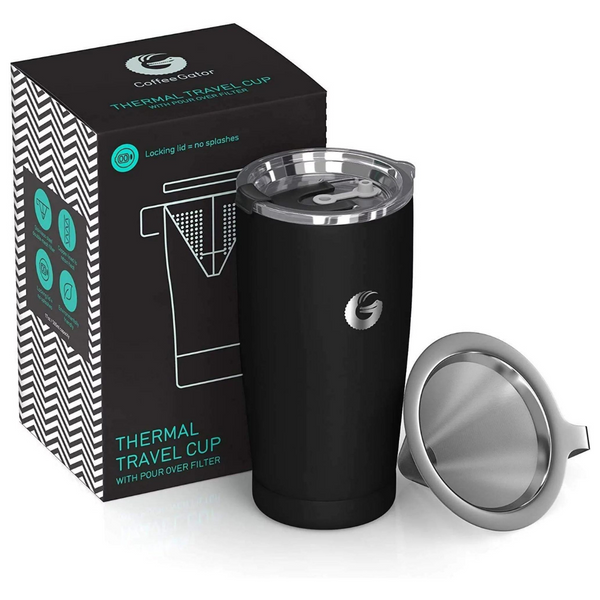 Coffee Gator 20oz Stainless Steel Vacuum Insulated Travel Mug (Black)