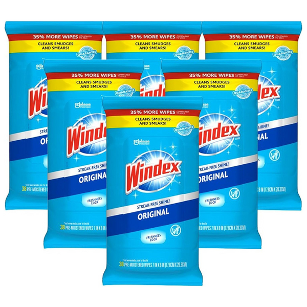 6-Pack Windex Original Glass Clean Wipes