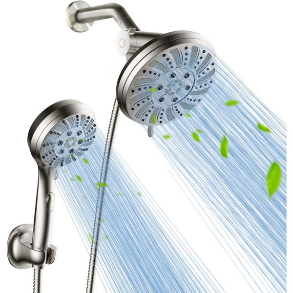 WaterSong Stainless Steel 4.5" 6-Setting Handheld Shower Head Combo